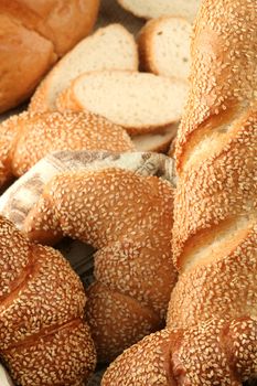 Various types of freshly baked bread