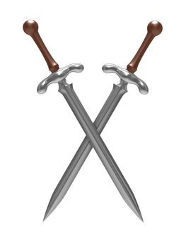 two sword on white background. Isolated 3D image