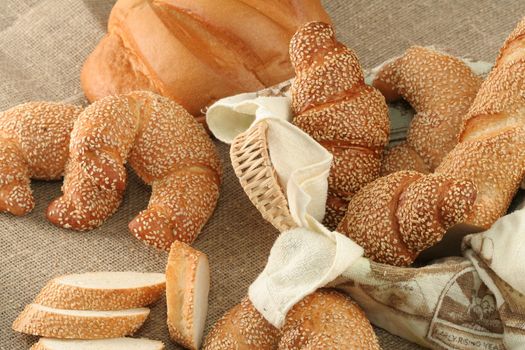 Various types of freshly baked bread