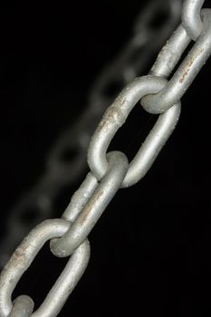 Silver metal chain close up