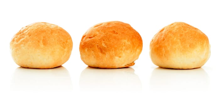 Three sweet buns, isolated