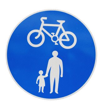A road sign indicating that a path is for cyclists and pedestrians only. (With clipping path)