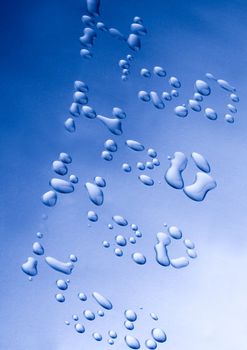 water drops on blue background