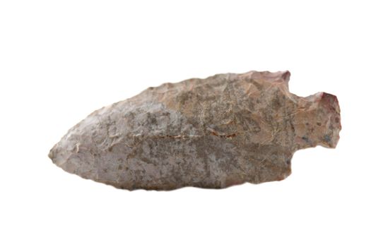 Native American arrowhead found in Eastern Kentucky isolated on a white background. Clipping path included. 
