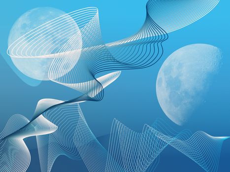 Abstract moon and lines background