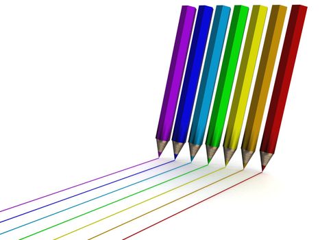 Set of color pencils. the 3D image.