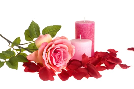 a rose and two candles