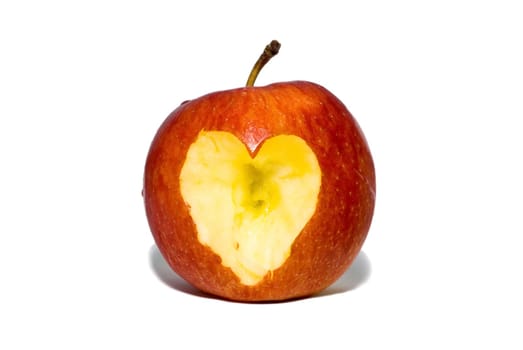 apple with heart on a white background