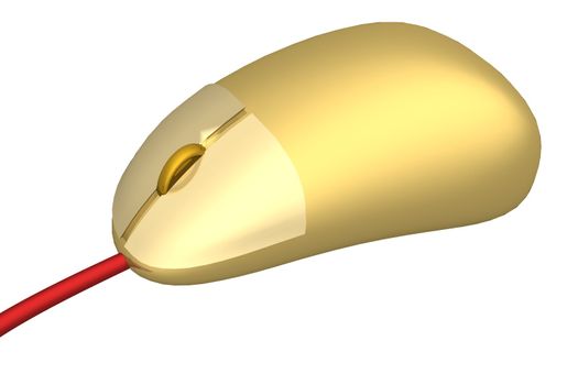 The gold computer mouse. 3D image.