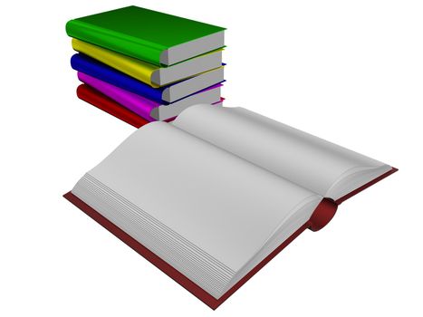 Pile of books. 3D the isolated image