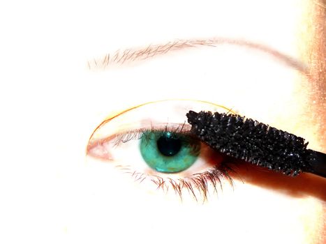 green eye woman mascara one's eyelashes 