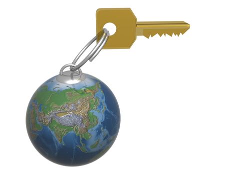 Key from the world. 3D object.