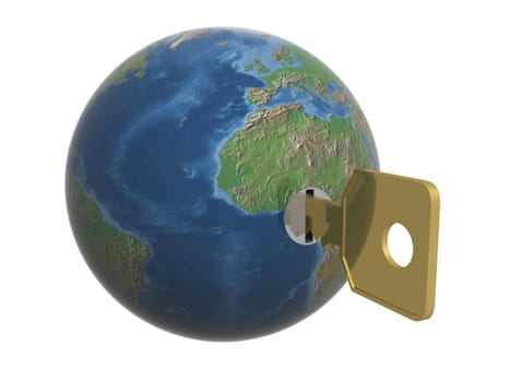 Key from the world. 3D object.