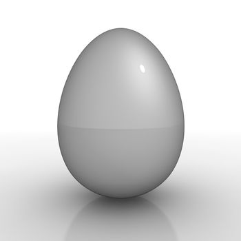 a single shiny egg with silver grey colour