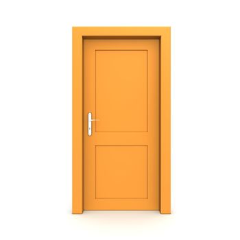 single orange door closed - door frame only, no walls