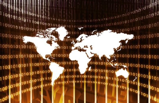 Global Business System on a Orange Background