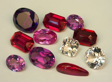 faceted stones on a white background