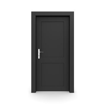 single black door closed - door frame only, no walls