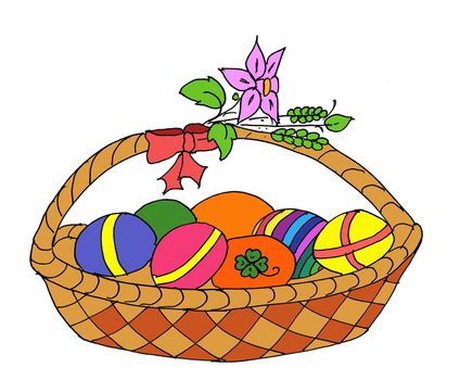 Basket with bunch of easter eggs