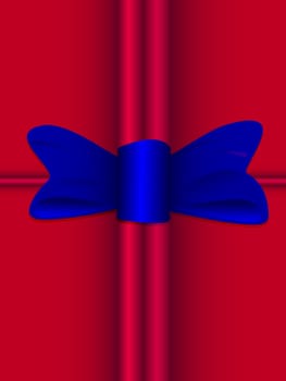 vector blue bow-knot on the red gift