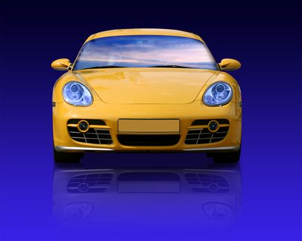Sports car, on blue