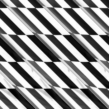 An abstract black and white geometric pattern with rectangular shaped boxes.