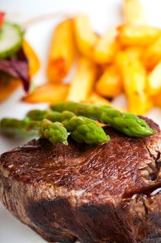 grilled steak with green asparagus