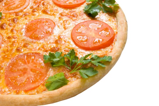tomato pizza  isolated on white background.Close-up