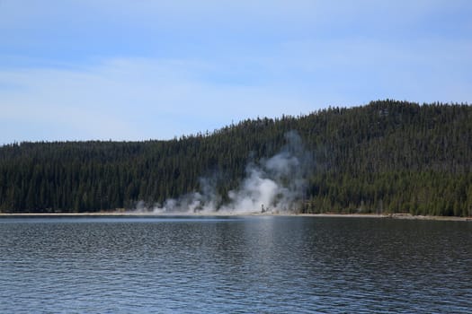 Steaming hot springs in Yellowstone National Park