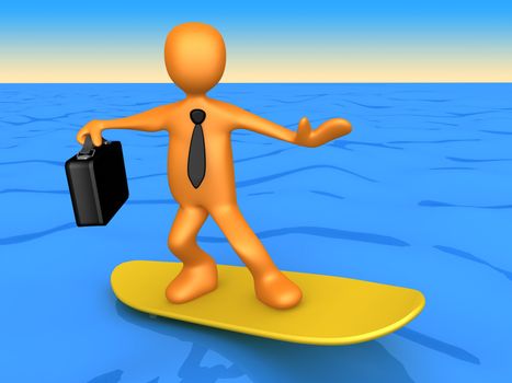 Computer Generated Image - Surfing Businessman .