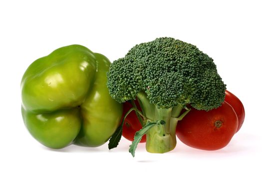 Vegetables of green and red colour on a white background.