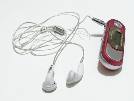 player with connected headphones
