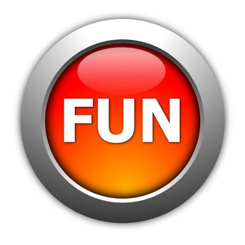 party or fun button for a happy day isolated on white