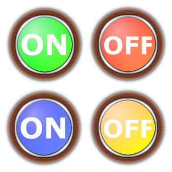 on and off button collection isolated on white