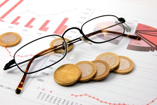 euro money over business chart showing financial success