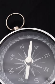macro of old compass with blank copyspace for text message
