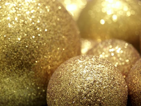 A lot of gold christmas baubles       