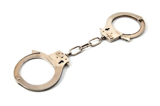 police handcuffs isolated on a white background