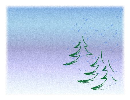 Three fir trees in blue snow