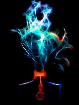 An oriental vase and blue smoke created with a photo of mine and fractilius.