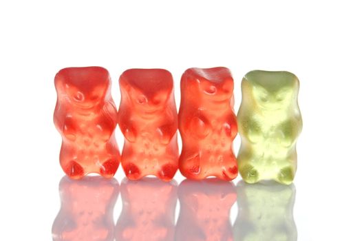 gummy bears isolated on white background showing special individuality