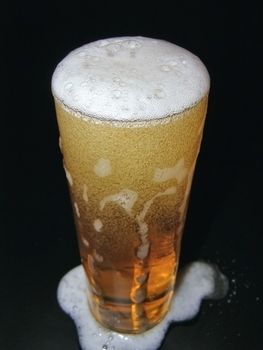 The glass of cold beer  