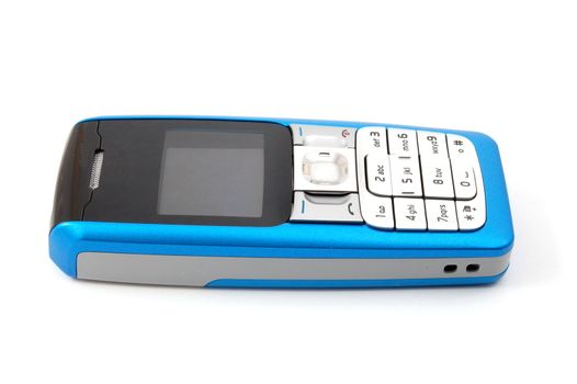blue cell phone isolated on white background