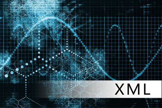 XML in a Blue Data Background Illustration