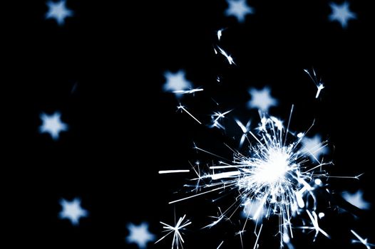 sparkler on christmas or new year with copypsace