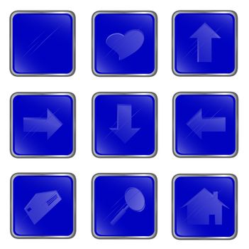 Illustration of the blue square web buttons