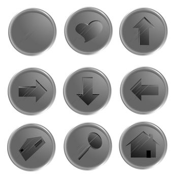 Illustration of the grey spheric web buttons