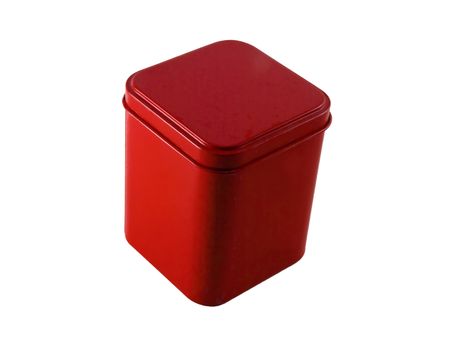 Red metal box isolated with white background