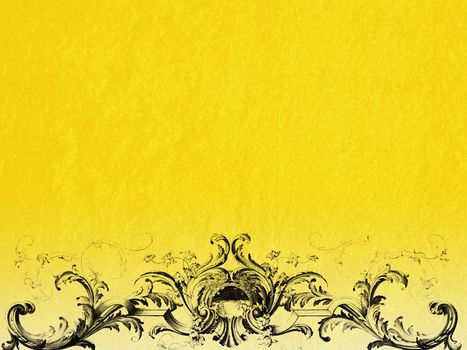 Yellow background with black barque ornaments