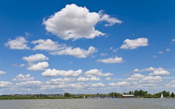 View from lake Neusiedl / Austria - with an impressive sky.